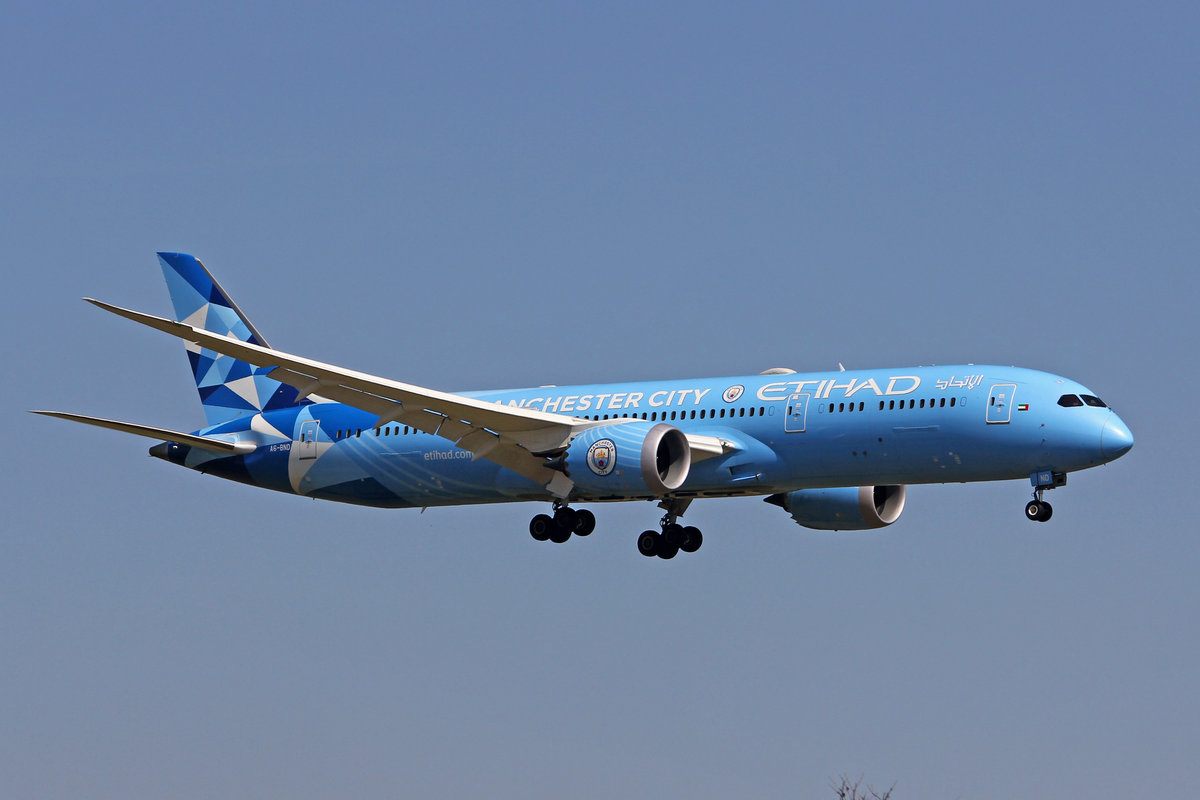 Etihad Airways, A6-BND, Boeing 787-9, MSN: 42373/910,  Manchester City , 31.März 2021, ZRH Zürich, Switzerland.