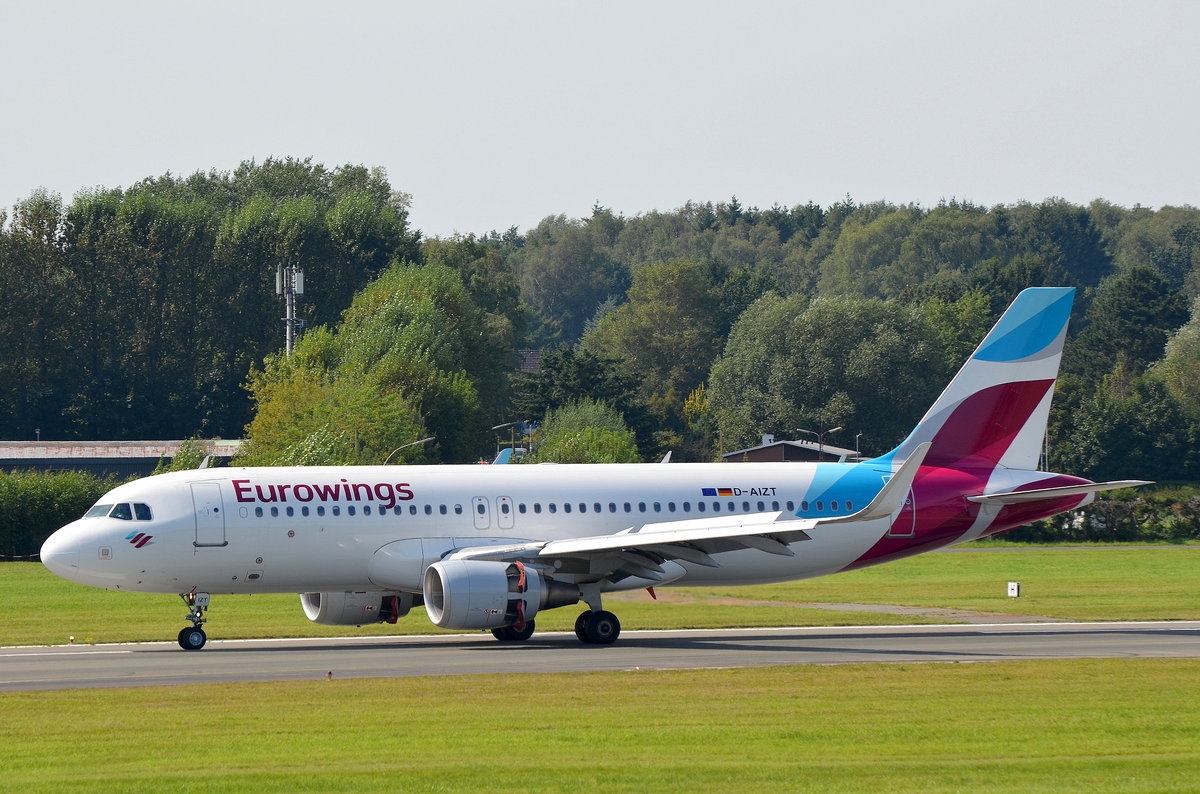 Eurowings Airbus A320 D-AIZT nach der Landung in Hamburg Fuhlsbüttel am 28.08.16