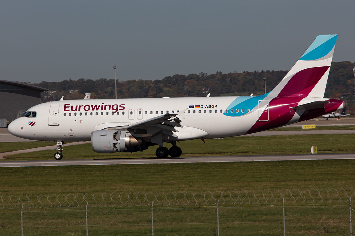 Eurowings, D-ABGK, Airbus, A319-111, 15.10.2019, STR, Stuttgart, Germany