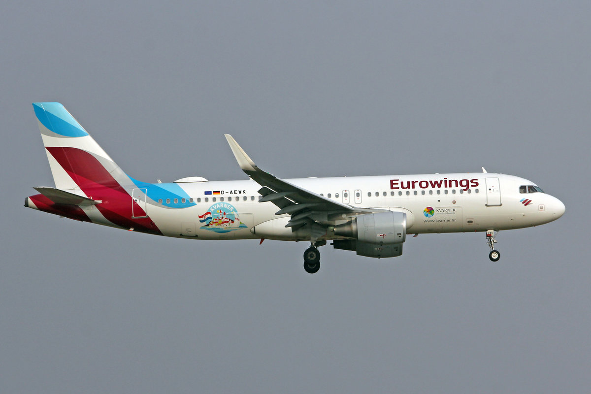 Eurowings, D-AEWK, Airbus A320-214, msn: 7261,  Kvarner  Sticker, 21.Januar 2019, ZRH Zürich, Switzerland.