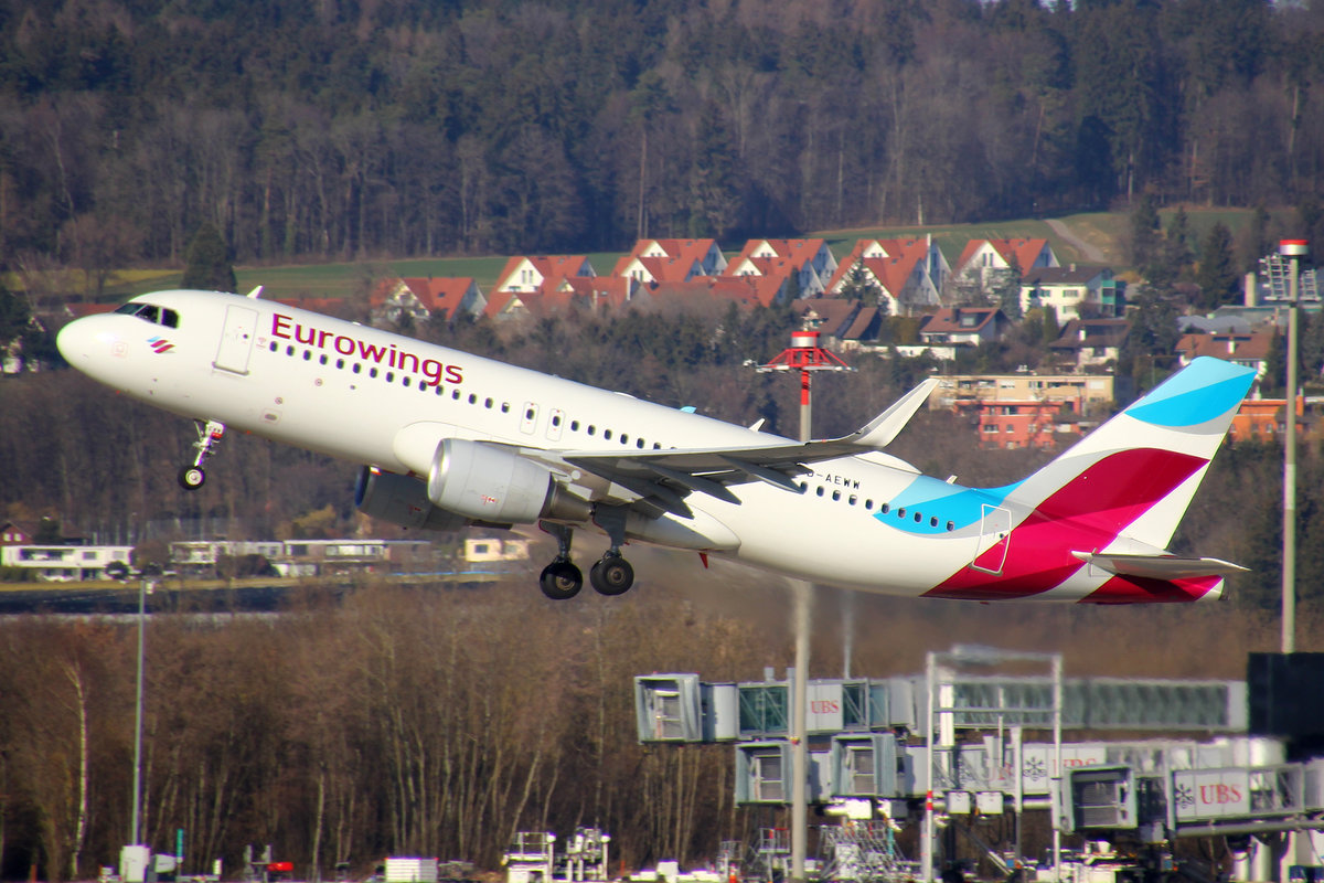 Eurowings, D-AEWW, Airbus A320-214, msn: 7615, 27.Februar 2019, ZRH Zürich, Switzerland.