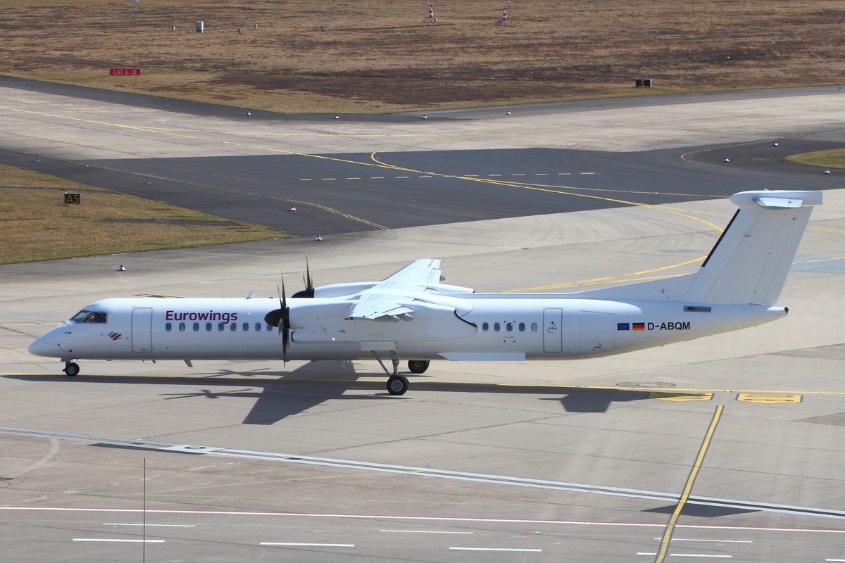 Eurowings, De Havilland Canada DHC-8-402Q, D-ABQM. Köln-Bonn (CGN/EDDK) am 30.03.2018.