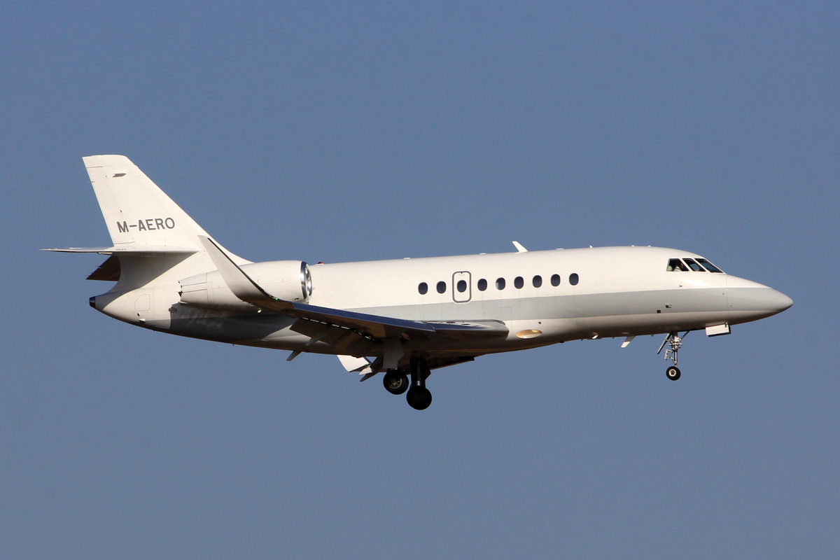 Falcon Operation Ltd., M-AERO, Dassault Falcon 2000LXS, msn: 297, 21.Februar 2019, ZRH Zürich, Switzerland.