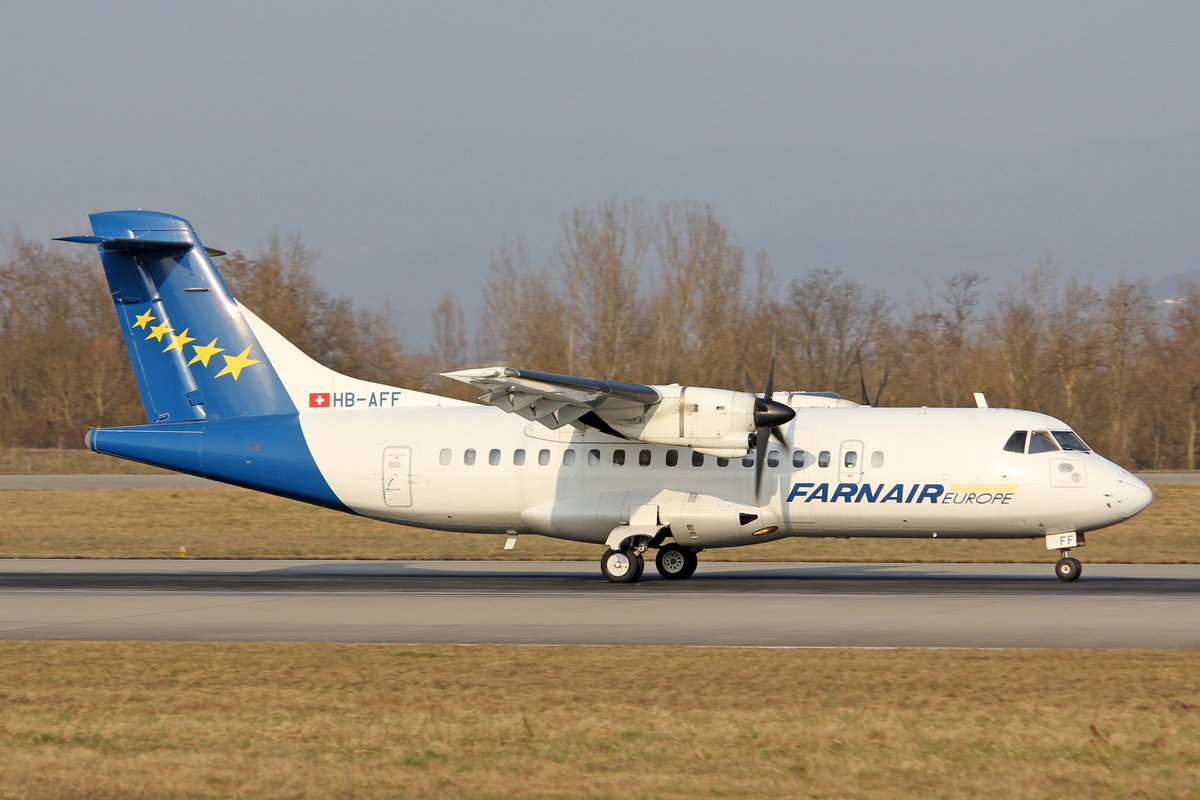 Farnair Switzerland, HB-AFF, ATR 42-320, msn: 264, 08.März 2011, BSL Basel, Switzerland.