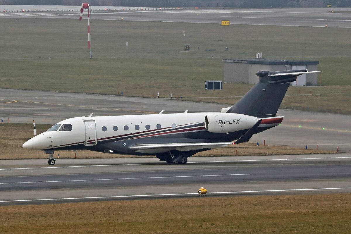 Flexjet Operations Malta Ltd., 9H-LFX, Embraer EMB-550 Praetor 600, msn: 55020154, 19.Januar 2026, ZRH Zürich, Switzerland.