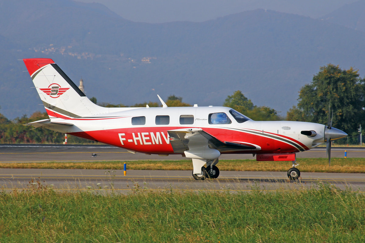 Fly MDA, F-HEMV, Piper PA-46 500TP Meridian, msn: 4697337, 16.Oktober 2018, BGY Bergamo, Italy.