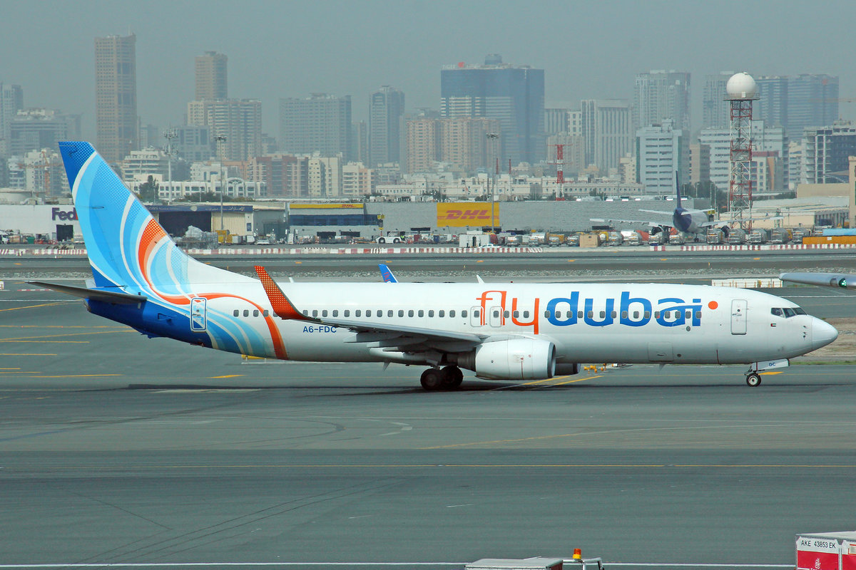 FlyDubai, A6-FDC, Boeing 737-8KN, 11.März 2017, DXB Dubai, United Arab Emirates.