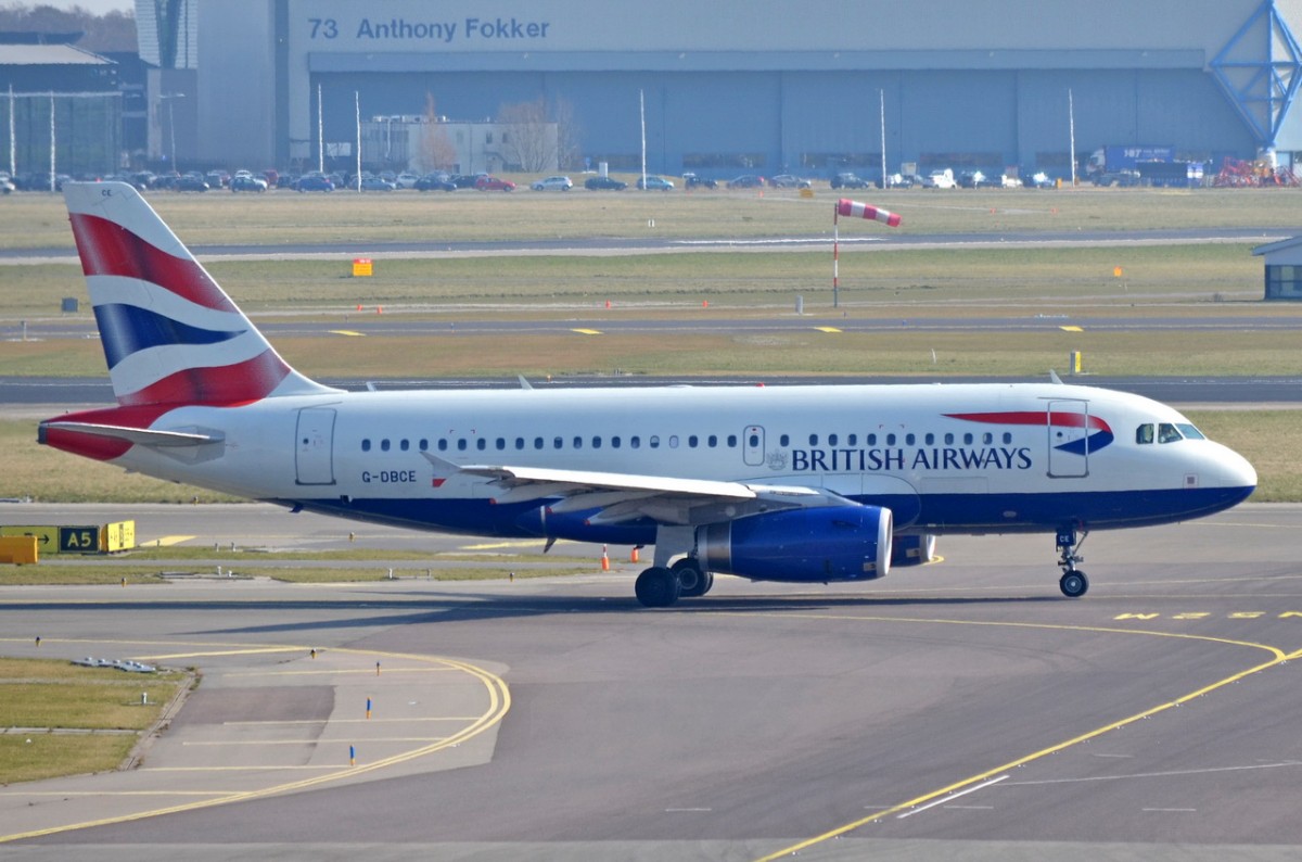 G-DBCE British Airways Airbus A319-131   zum Start in Amsterdam am 13.03.2015