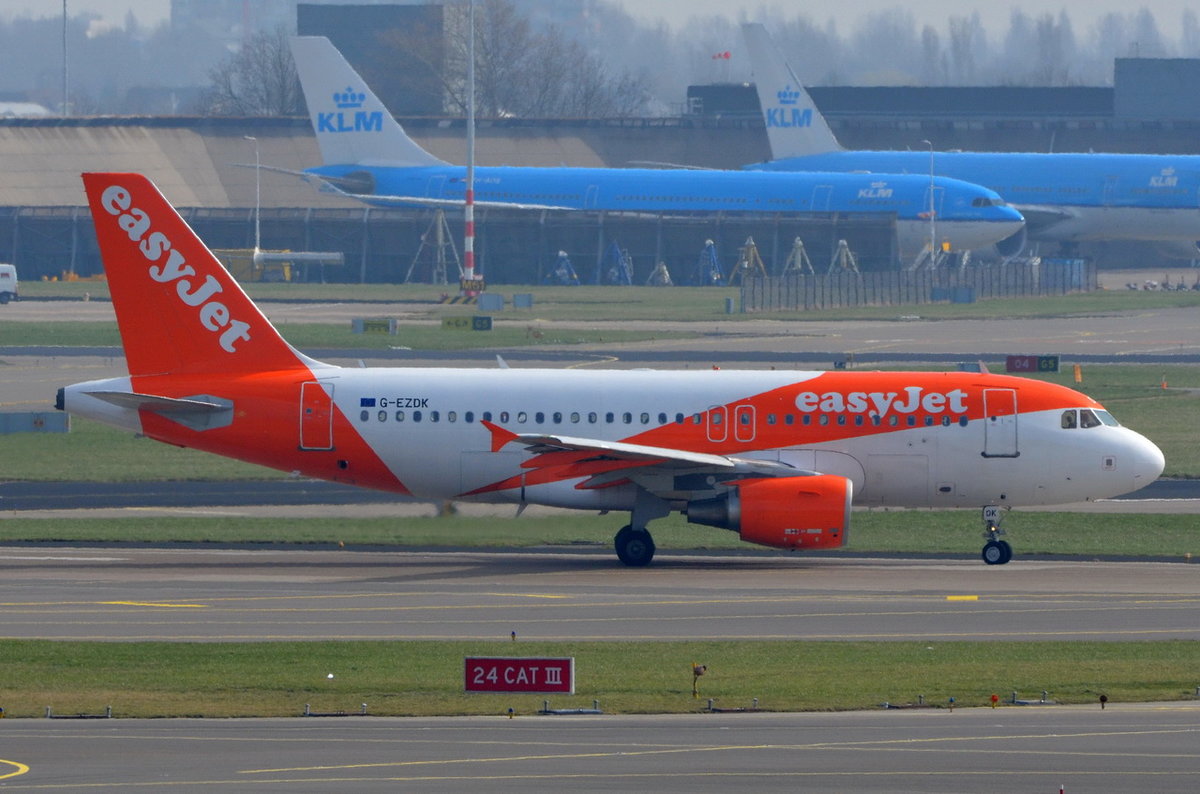 G-EZDK easyJet Airbus A319-111  , AMS , 14.03.2017