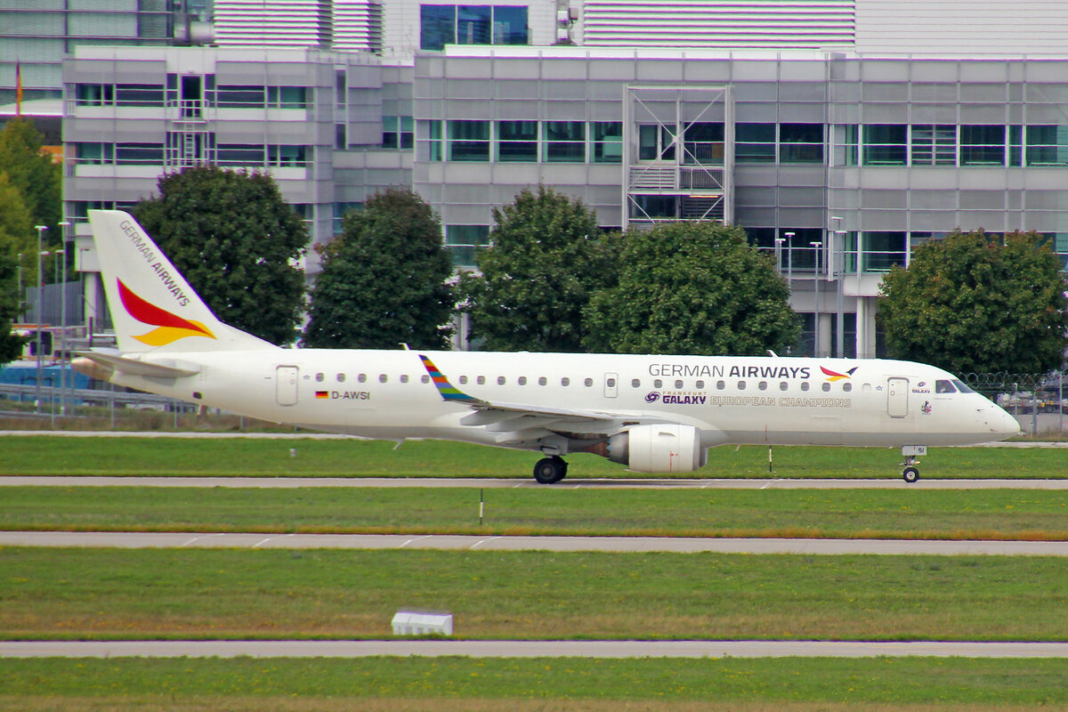 German Airways, D-AWSI, Embraer ERJ-190LR, msn: 19000074, 11.September 2022, MUC München, Germany.