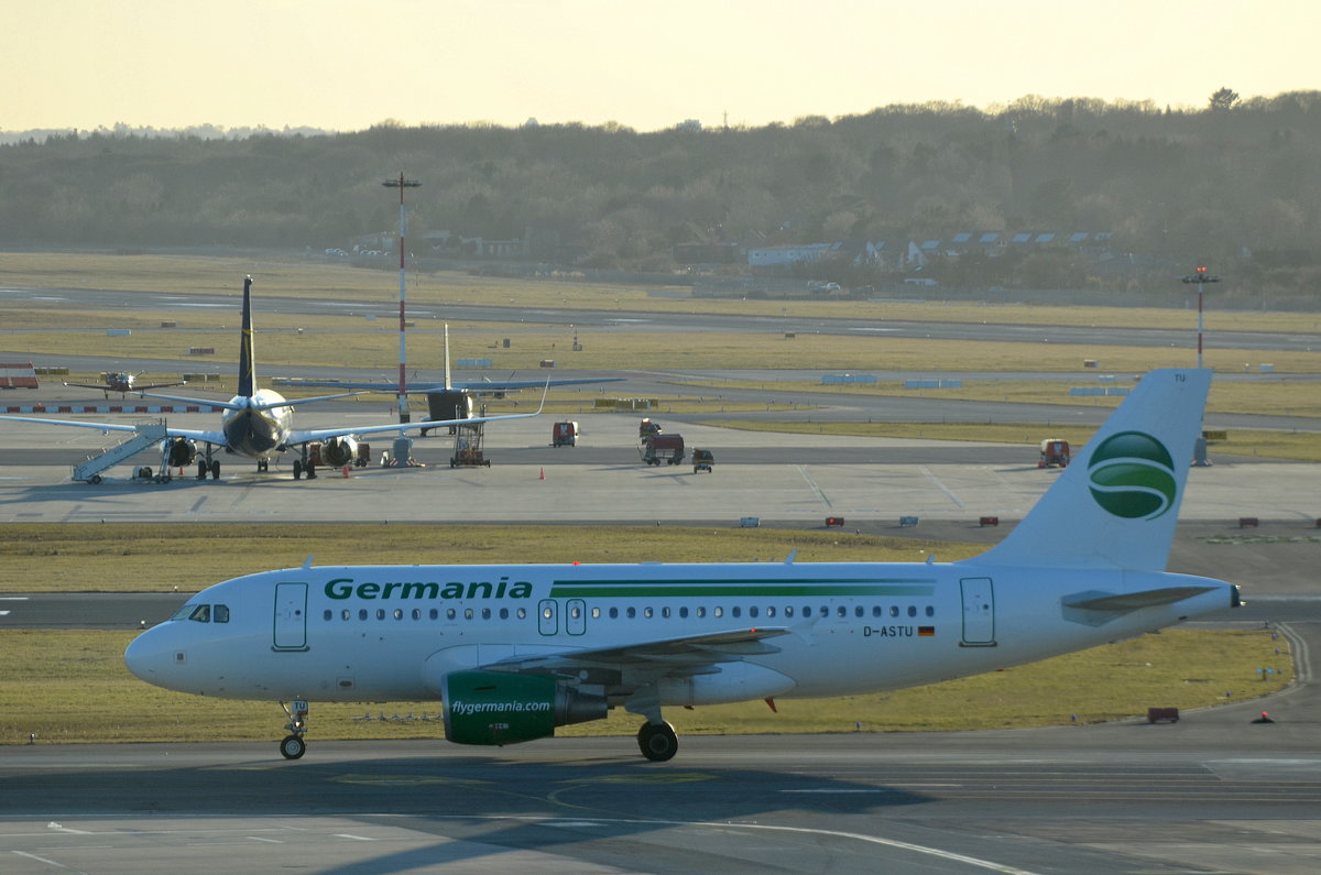 Germania Airbus A319 D-ASTU am 20.03.18 am Airport Hamburg Helmut Schmidt aufgenommen.