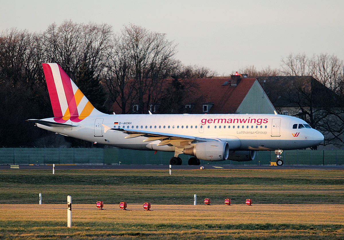 Germanwings A 319-112 D-AKNH kurz vor dem Start in Berlin-Tegel am 08.02.2014