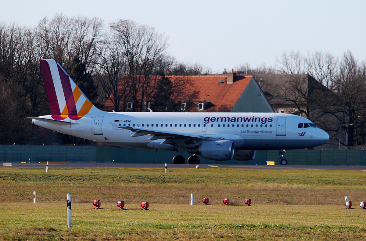 Germanwings A 319-112 D-AKNL kurz vor dem Start in Berlin-Tegel am 08.02.2015