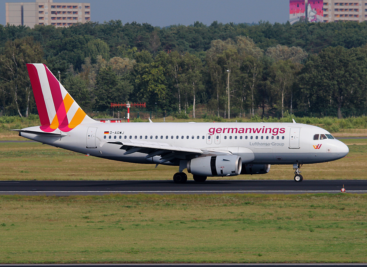 Germanwings A 319-132 D-AGWJ nach der Landung in Berlin-Tegel am 13.09.2015