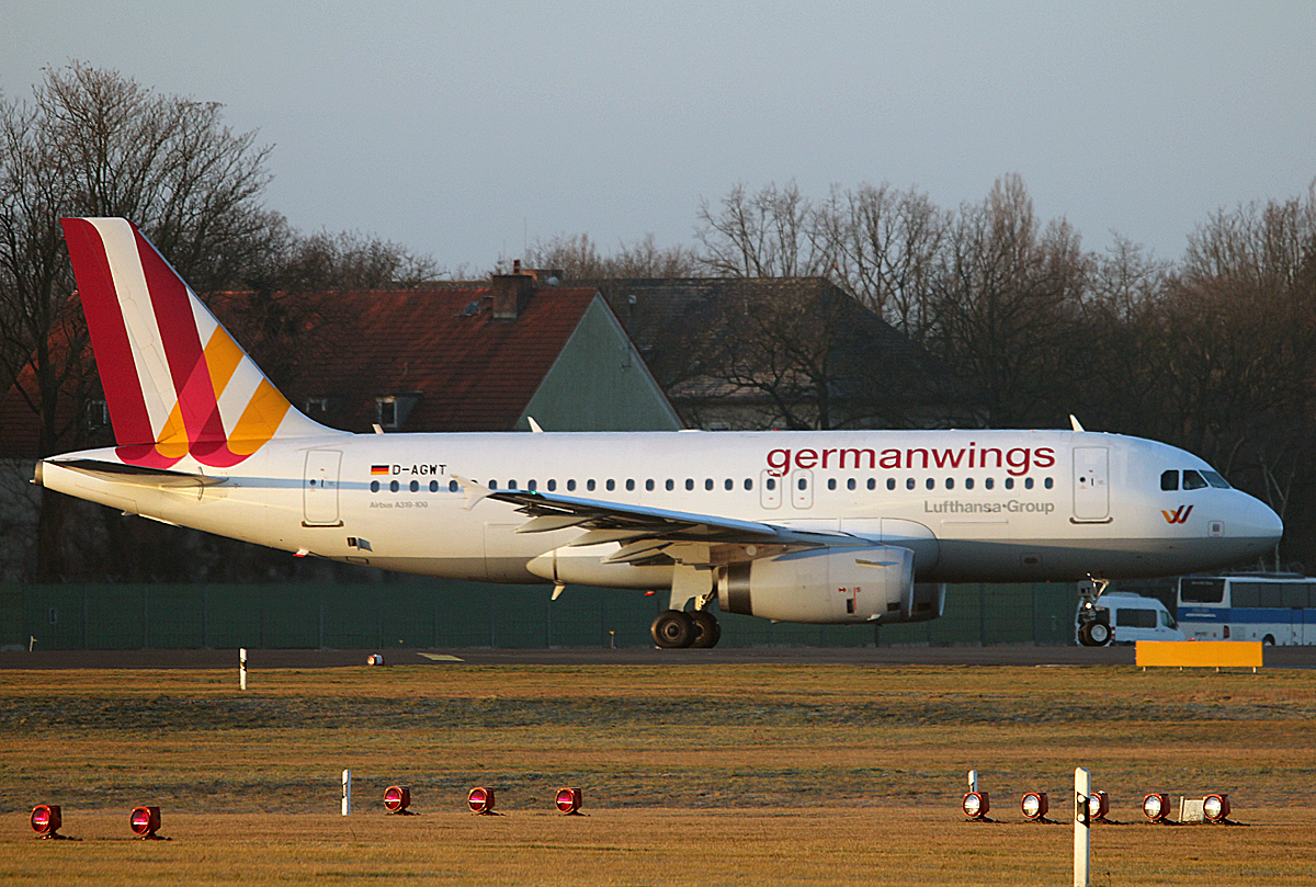 Germanwings A 319-132 D-AGWT kurz vor dem Start in Berlin-Tegel am 22.02.2014