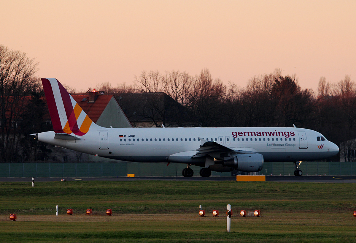 Germanwings A 320-211 D-AIQR kurz vor dem Start in Berlin-Tegel am 06.12.2015