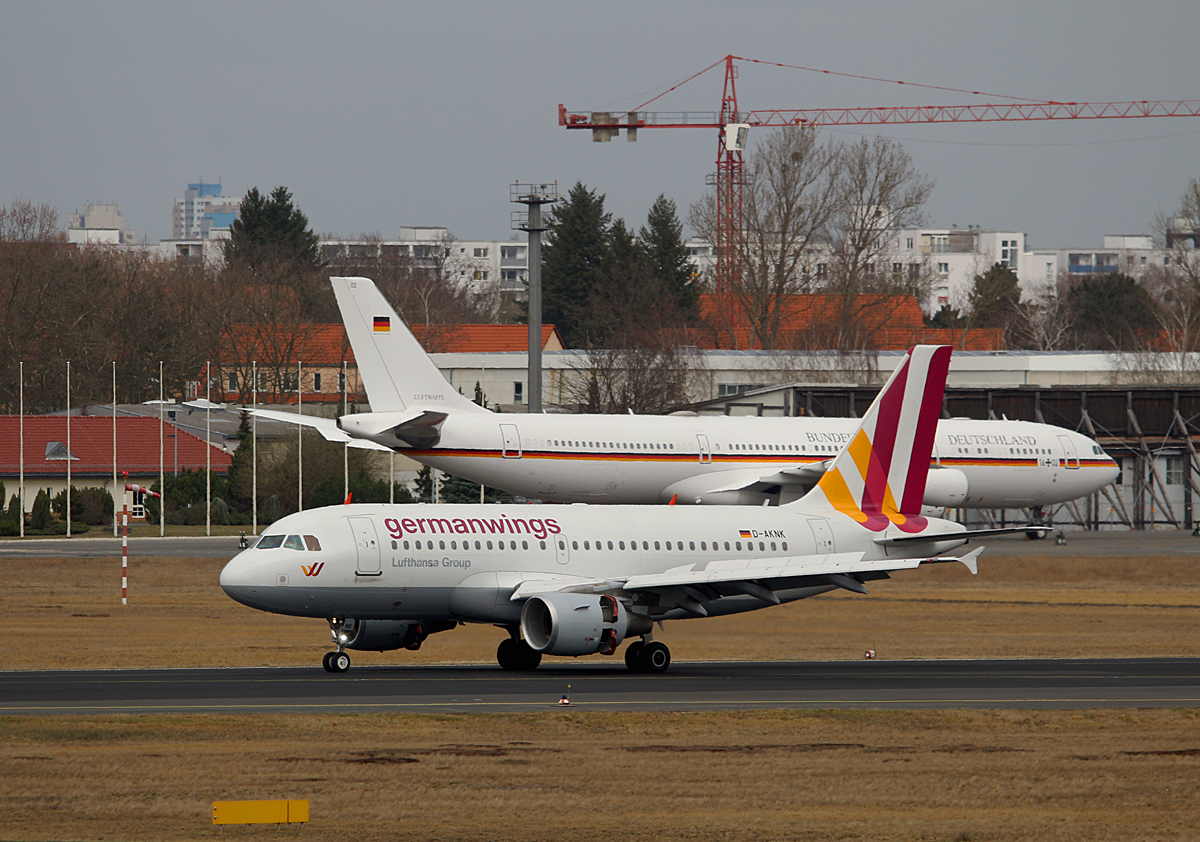 Germanwings Airbus A 319-112, D-AKNK, Germany Air Force, Airbus A 340-313X, 16+02, TXL, 16.03.2017