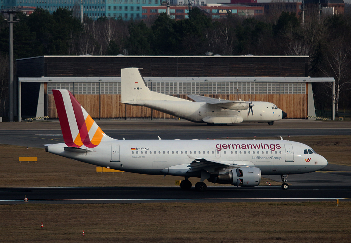 Germanwings, Airbus A 319-112, D-AKNU, Germany Air Force, C-160D, 50+48, TXL, 04.03.2017
