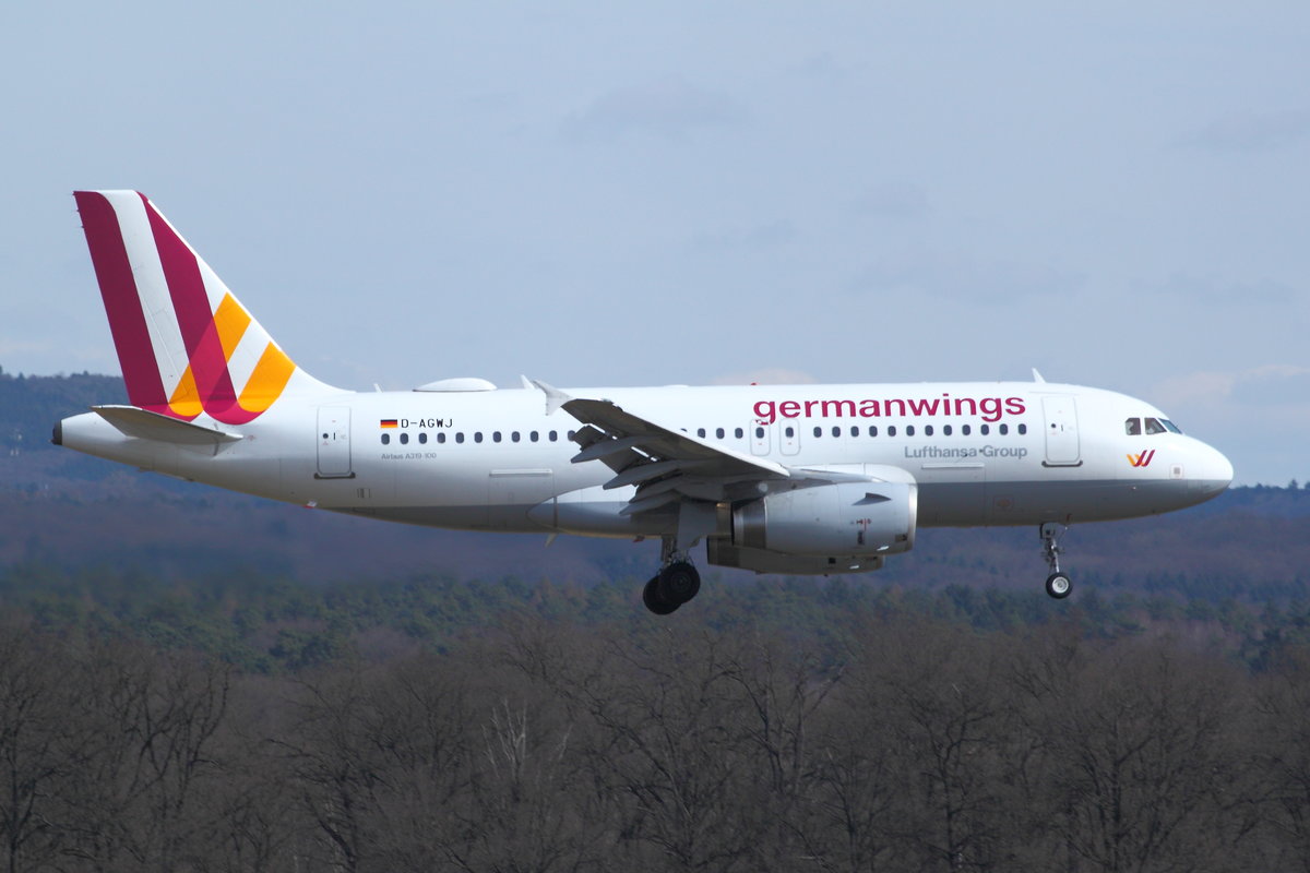 Germanwings, Airbus A319-112, D-AGWJ. Landet in Köln-Bonn (CGN/EDDK) am 30.03.2018 nach Flug von Berlin-Tegel(TXL).