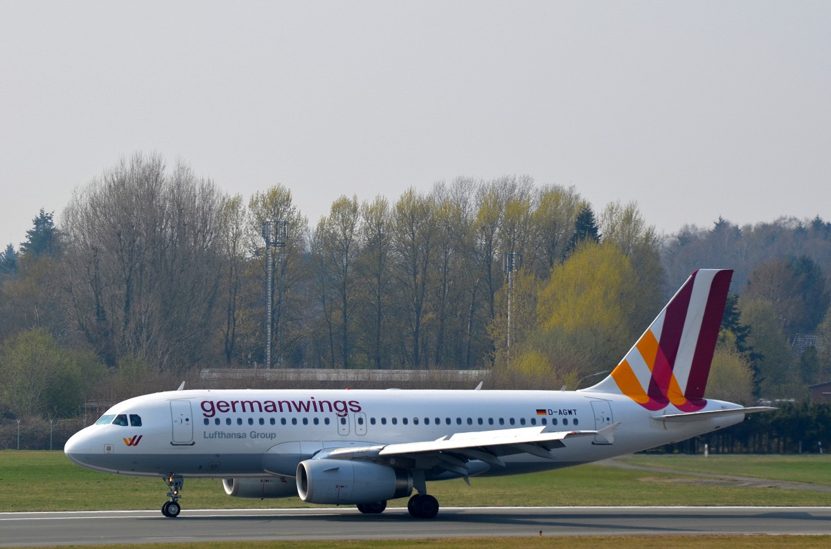Germanwings Airbus A319 D-AGWT nach der auf dem Airport Hamburg Fuhlsbüttel am 30.03.14