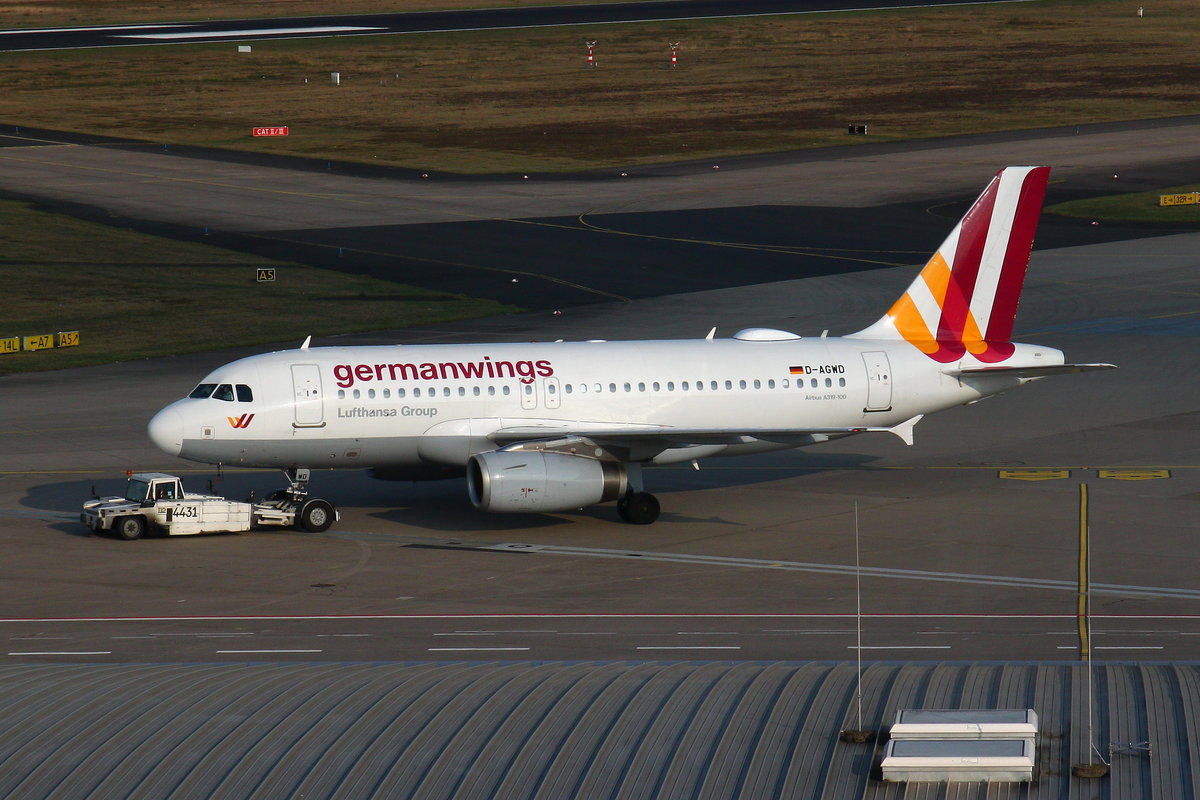 Germanwings, D-AGWD, Airbus A319-100; vor dem Flug nach Berlin-Tegel (TXL) in Köln-Bonn (CGN/EDDK). Aufnahmedatum: 02.04.2017.