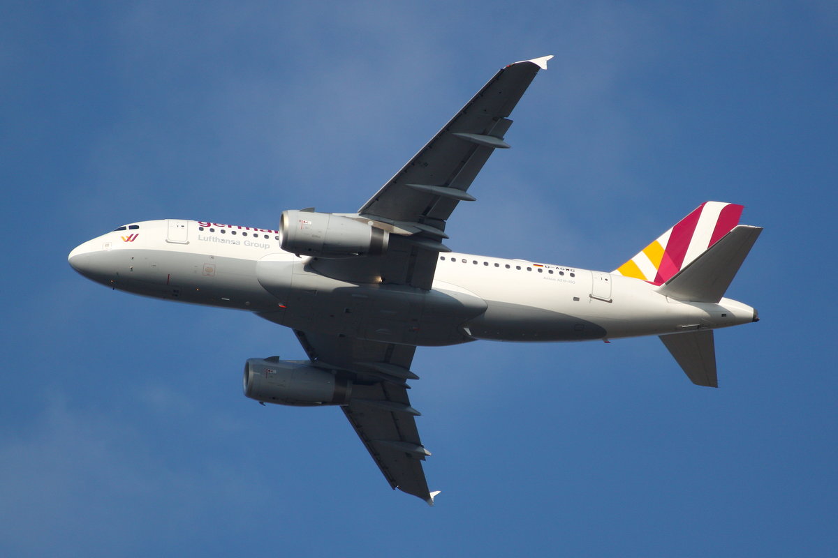 Germanwings, D-AGWG, Airbus A319-100, gestartet von Köln-Bonn (CGN/EDDK) nach Rom-Fiumicino (FCO). Aufnahmedatum: 02.04.2014