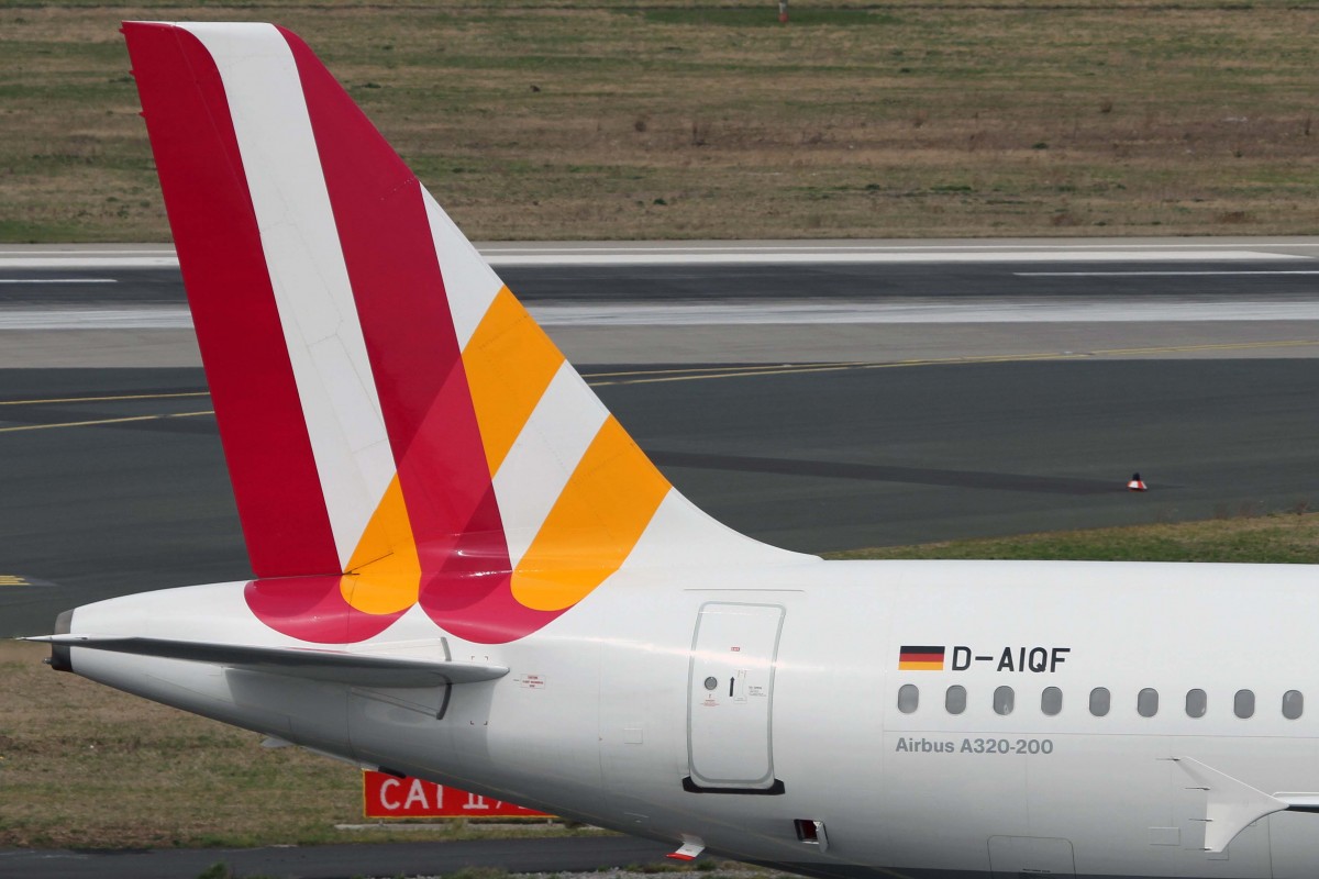 Germanwings, D-AIQF, Airbus, A 320-211 (Seitenleitwerk/Tail ~ neue GW-Lkrg.), 03.04.2015, DUS-EDDL, Düsseldorf, Germany