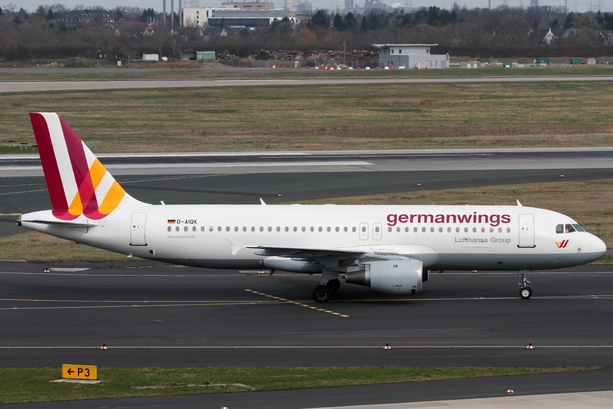 Germanwings, D-AIQK, Airbus, A 320-211 (neue GW-Lkrg.), 03.04.2015, DUS-EDDL, Düsseldorf, Germany