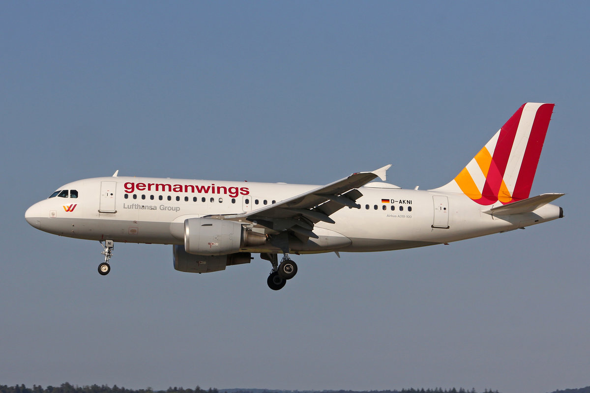 Germanwings, D-AKNI, Airbus A319-112, msn: 1016, 09.Juli 2018, ZRH Zürich, Switzerland.