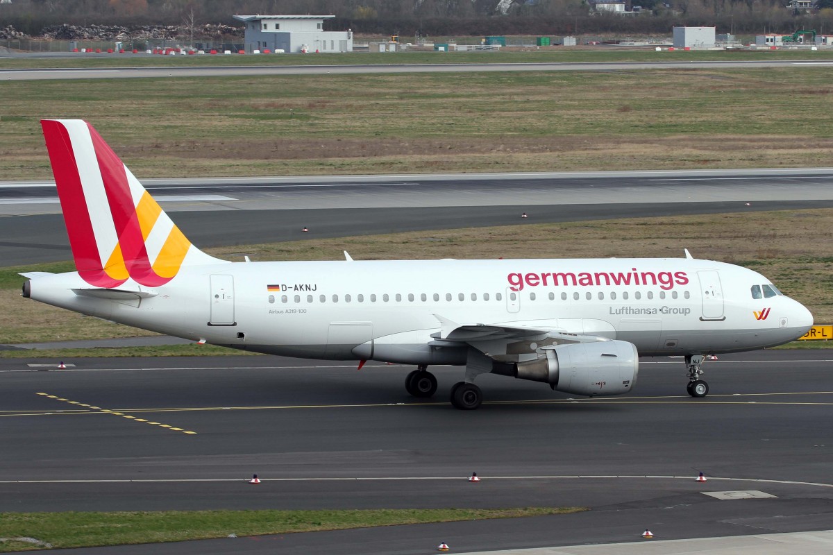 Germanwings, D-AKNJ, Airbus, A 319-112 (neue GW-Lkrg.), 03.04.2015, DUS-EDDL, Düsseldorf, Germany
