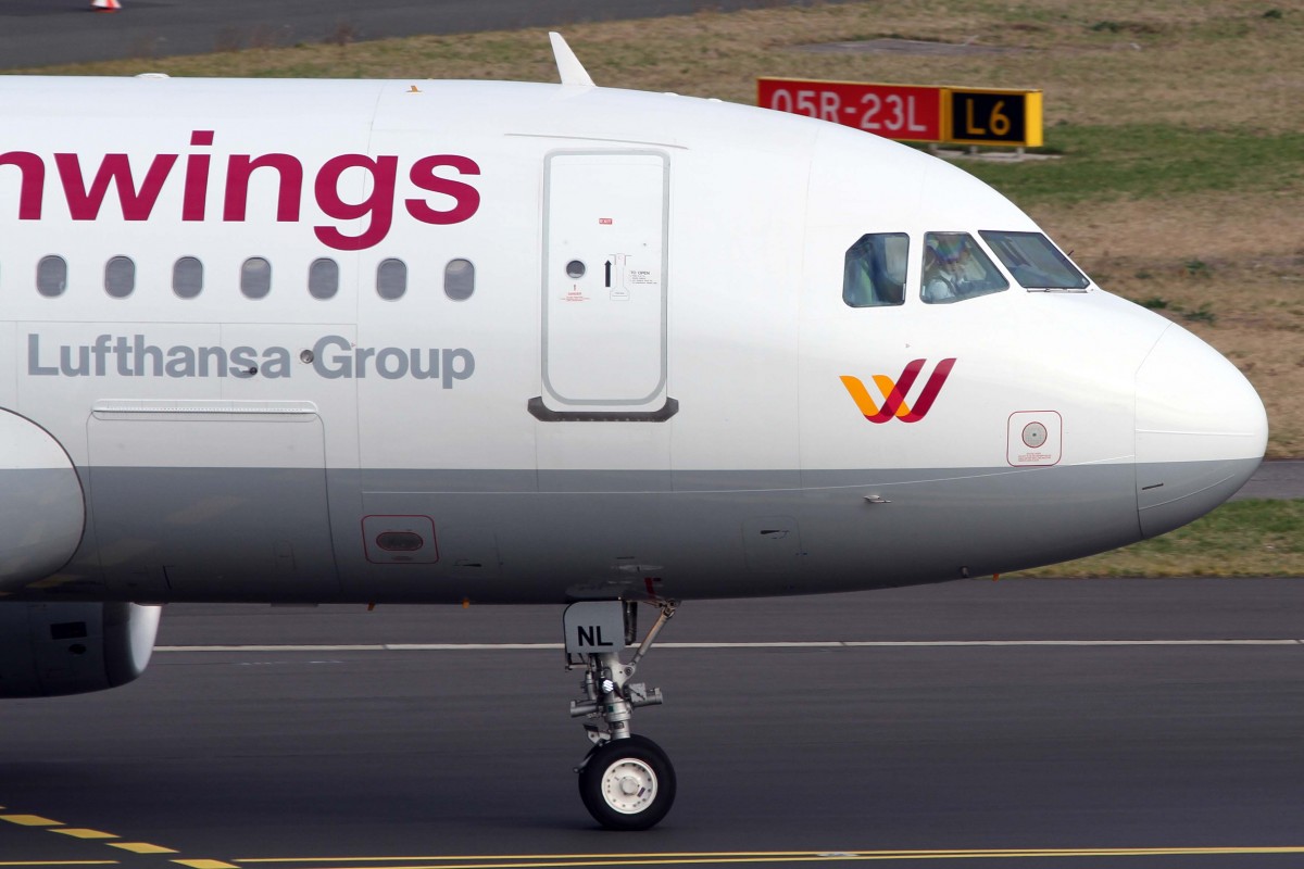 Germanwings, D-AKNL, Airbus, A 319-112 (Bug/Nose ~ neue GW-Lkrg.), 03.04.2015, DUS-EDDL, Düsseldorf, Germany