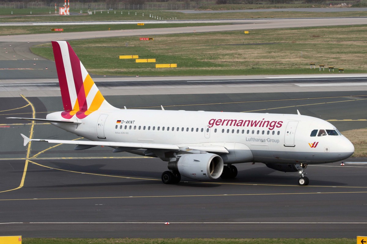 Germanwings, D-AKNT, Airbus, A 319-112 (neue GW-Lkrg.), 03.04.2015, DUS-EDDL, Düsseldorf, Germany
