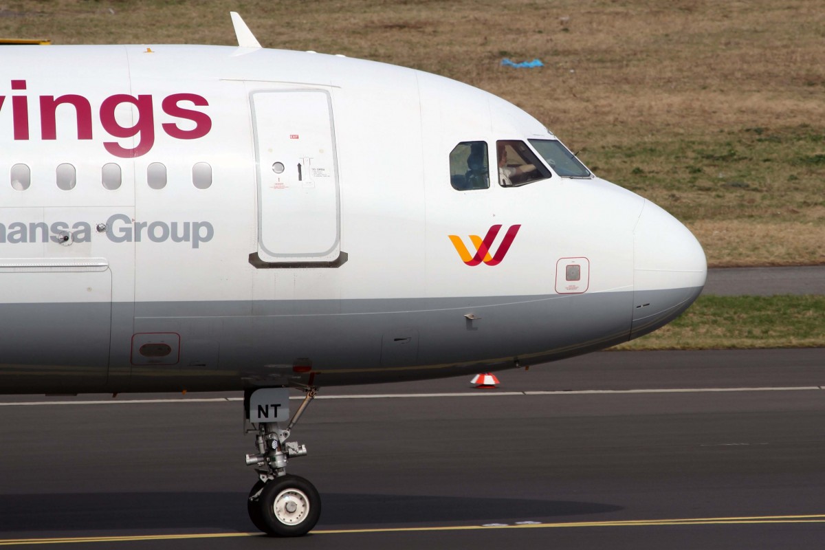 Germanwings, D-AKNT, Airbus, A 319-112 (Bug/Nose ~ neue GW-Lkrg.), 03.04.2015, DUS-EDDL, Düsseldorf, Germany