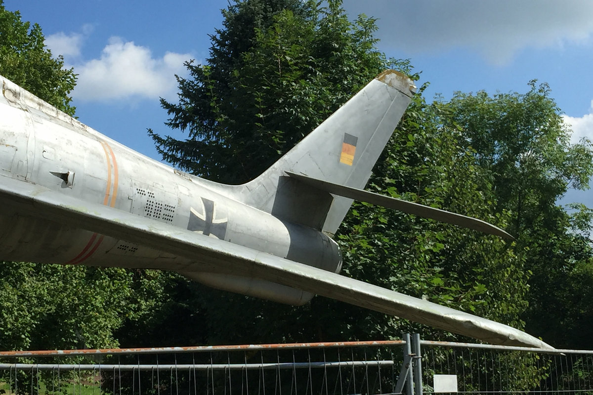 Germany-Air Force, DD-113, Republic, F-84F Thunderstreak (Heck/Tail), 06.09.2016, EDJA-FMM (ehemaliges Kasernengelände des JaBoG-34 Memmingerberg), Memmingen, Germany 