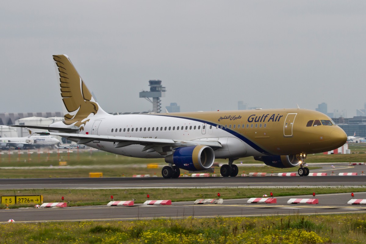 Gulf Air (GF), A9C-AQ, Airbus, A 320-200 (F1-GP Bahrein'14 - Sticker), 15.09.2013, FRA-EDDF, Frankfurt, Germany