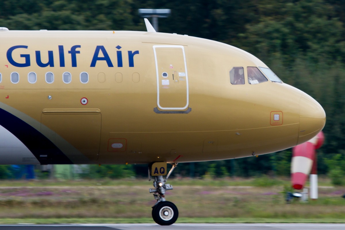Gulf Air (GF), A9C-AQ, Airbus, A 320-200 (F1-GP Bahrein'14 - Sticker ~ Bug/Nose), 15.09.2013, FRA-EDDF, Frankfurt, Germany