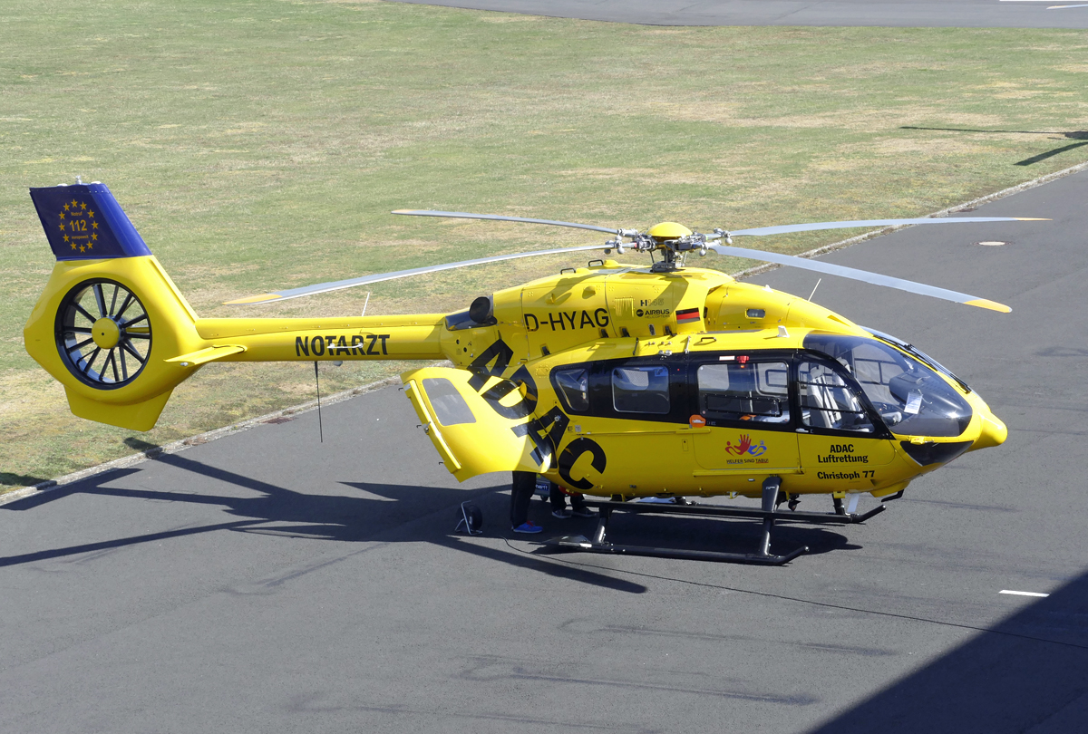 H 145 (Airbus-Helicopter), D-HYAG,  ADAC Christoph 77 in EDKB - 29.03.2019
