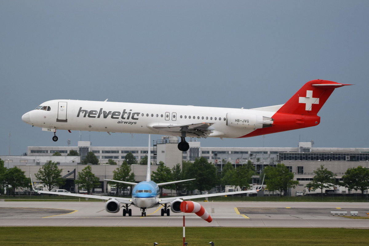 HB-JVG Helvetic Airways Fokker F100  , MUC , 19.05.2018