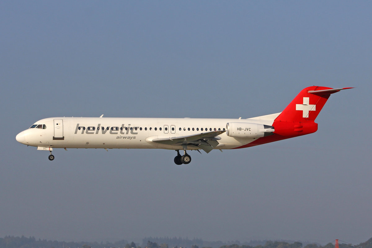 Helvetic Airways, HB-JVC, Fokker 100, msn: 11501, 05.September 2018, ZRH Zürich, Switzerland.