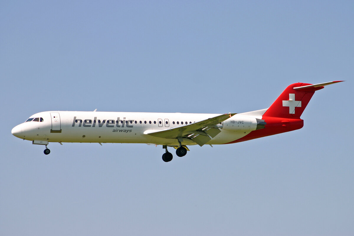 Helvetic Airways, HB-JVC, Fokker 100, msn: 11501, 12.Mai 2008, ZRH Zürich, Switzerland.