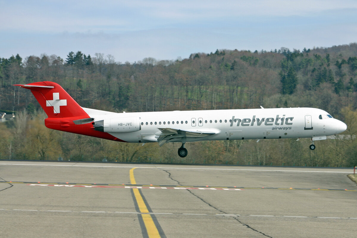 Helvetic Airways, HB-JVC, Fokker 100, msn: 11501, 24.März 2008, ZRH Zürich, Switzerland.