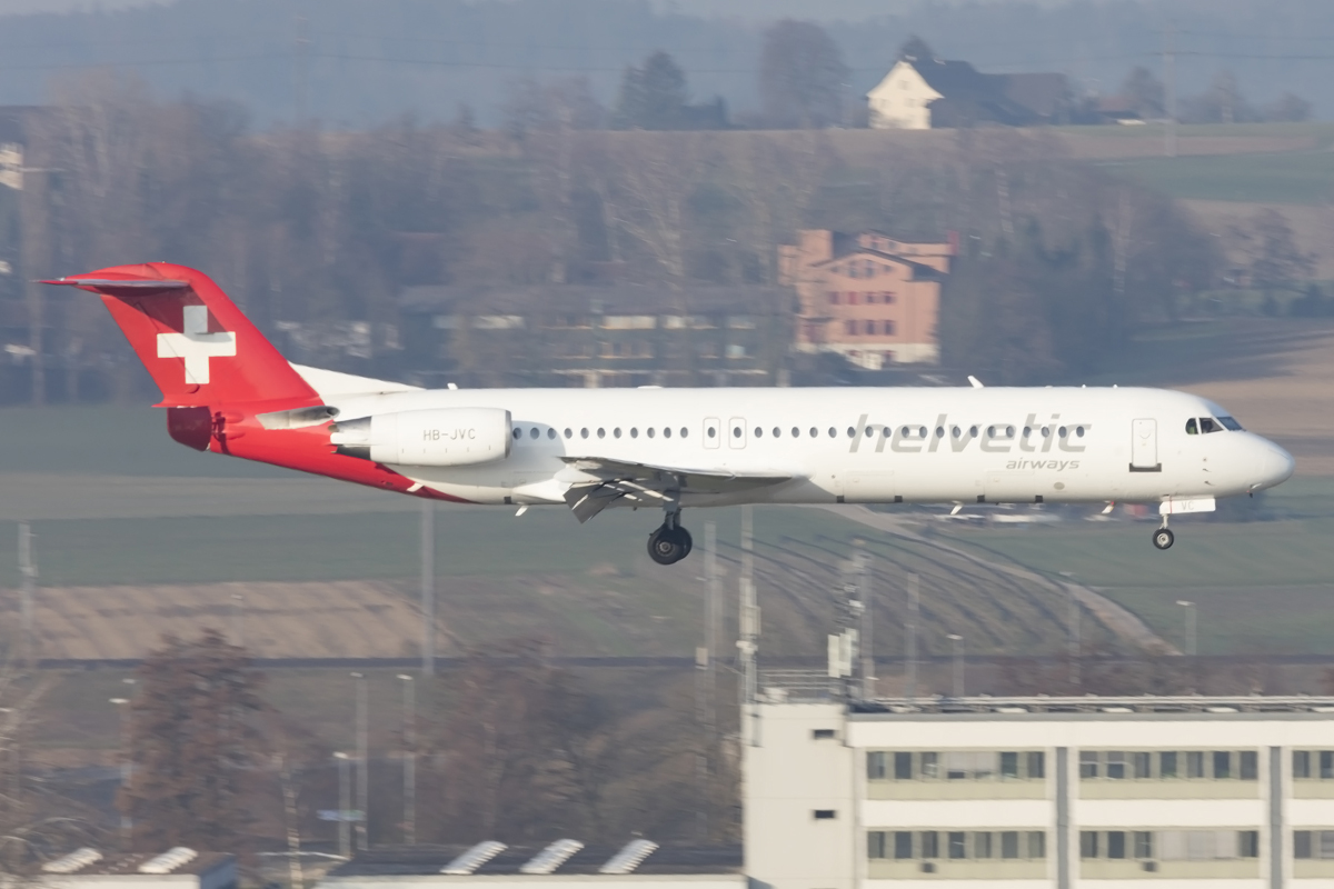 Helvetic Airways, HB-JVC, Fokker, F-100, 19.03.2016, ZRH, Zürich, Switzenland 



