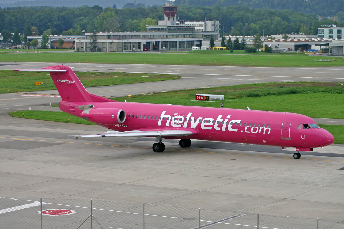 Helvetic Airways, HB-JVE, Fokker 100, msn: 11459, 24.März 2008, ZRH Zürich, Switzerland.
