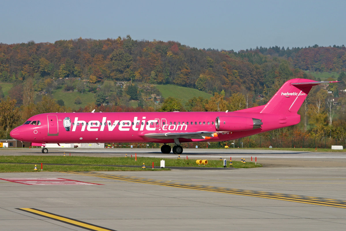 Helvetic Airways, HB-JVG, Fokker 100, msn: 11478, 30.Oktober 2005, ZRH Zürich, Switzerland.