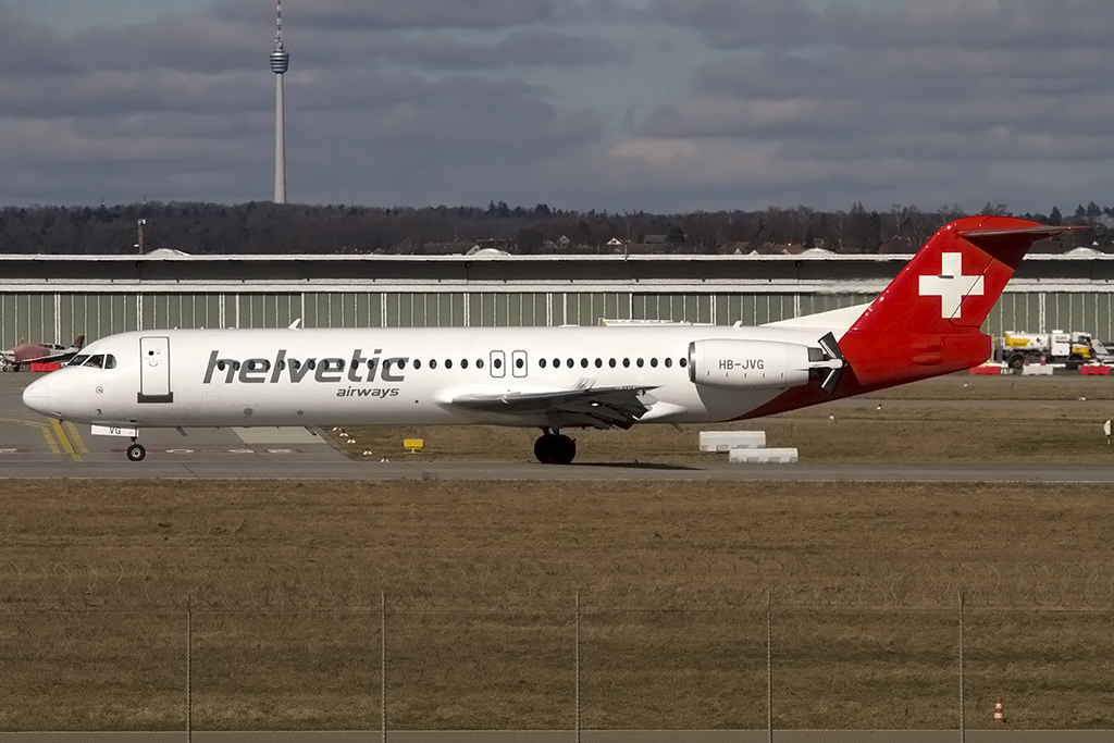 Helvetic Airways, HB-JVG, Fokker, F-100, 23.02.2014, STR, Stuttgart, Germany 




