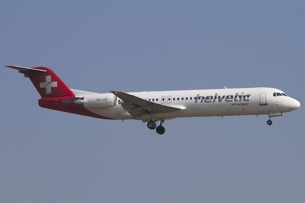 Helvetic Airways, HB-JVI, Fokker, F-100, 09.03.2014, ZRH, Zürich, Switzerland 




