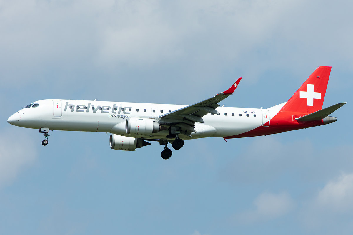 Helvetic Airways, HB-JVL, Embraer, ERJ-190LR, 02.05.2019, MUC, München, Germany


