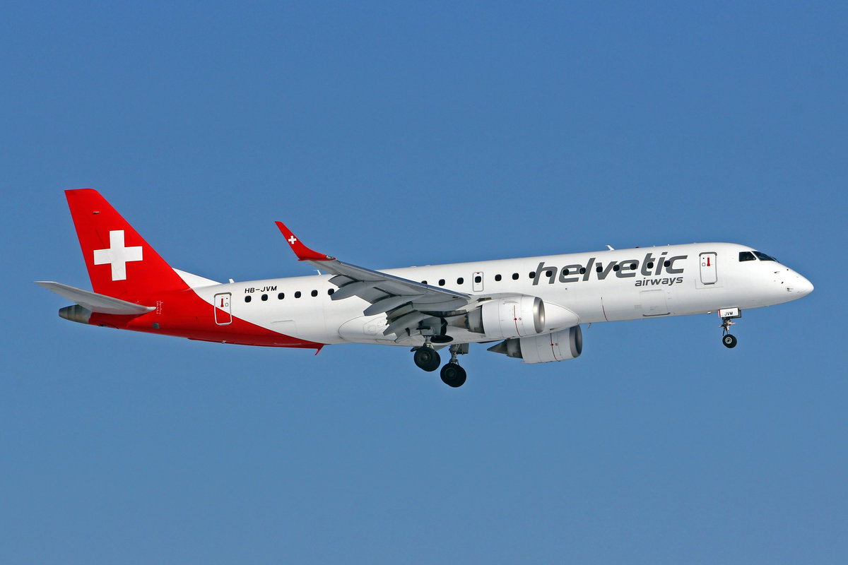 Helvetic Airways, HB-JVM, Embraer ERJ-190LR, msn: 19000349, 13.Februar 2021, ZRH Zürich, Switzerland.