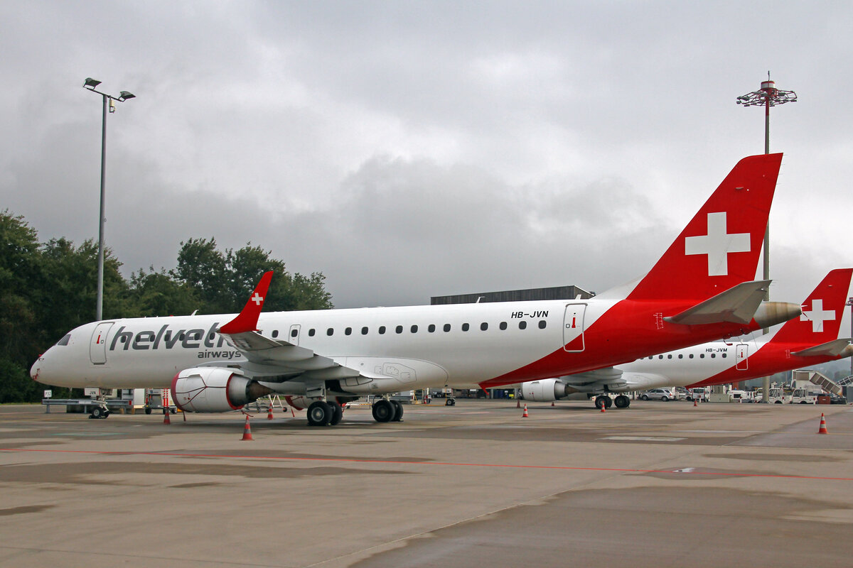 Helvetic Airways, HB-JVN, Embraer Emb-190LR, msn: 19000285, 26.September 2021, ZRH Zürich, Switzerland.