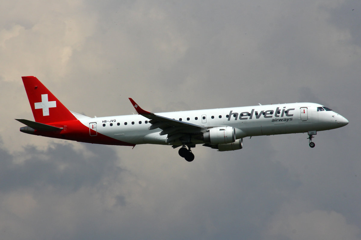 Helvetic Airways, HB-JVQ, Embraer Emb-190LR, msn: 19000420, 25.Mai 2019, ZRH Zürich, Switzerland.